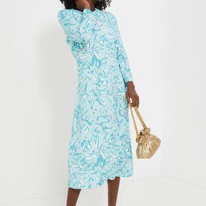Tuckernuck HYACINTH HOUSE Blue Abstract Hattie Midi Dress XL